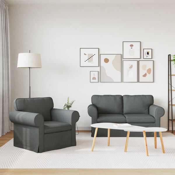 vidaXL Sofa Set 2 pcs Dunkelgrau 155 x 82 x 80 cm Stoff