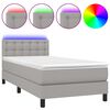 vidaXL Boxspringbett mit Matratze & LED Hellgrau 80x200 cm Stoff