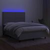 vidaXL Boxspringbett mit Matratze & LED Hellgrau 140x200 cm Stoff