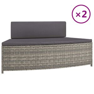 vidaXL Whirlpool-B&auml;nke mit Auflagen 2 Stk. Grau Poly Rattan