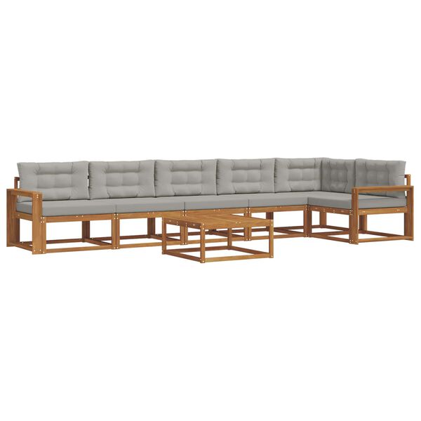 vidaXL Outdoor-Sofagarnitur mit Kissen 7 pcs Nat&uuml;rlich und Hellgrau