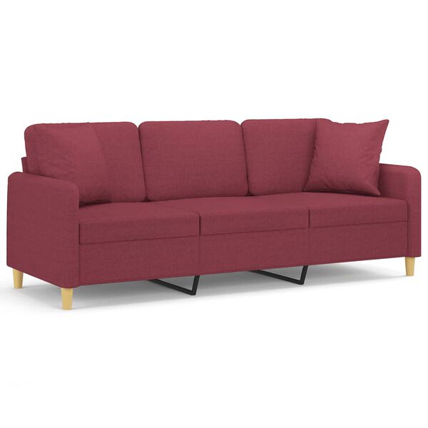 vidaXL 3-Sitzer-Sofa mit Zierkissen Weinrot 180 cm Stoff
