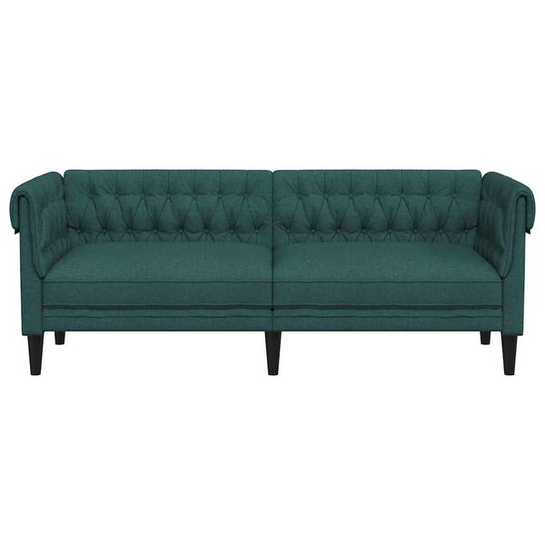 vidaXL Chesterfield-Sofa 3-Sitzer Dunkelgrün Stoff