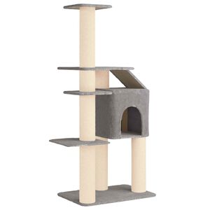 vidaXL Katzennbaum mit Sisal-Kratzs&auml;ulen Hellgrau 183 cm
