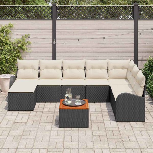 vidaXL Garten-Sofa-Set 9 pcs Schwarz und Wei&szlig;
