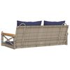 vidaXL H&auml;ngebank mit Kissen Grau 109x62x40 cm Poly Rattan