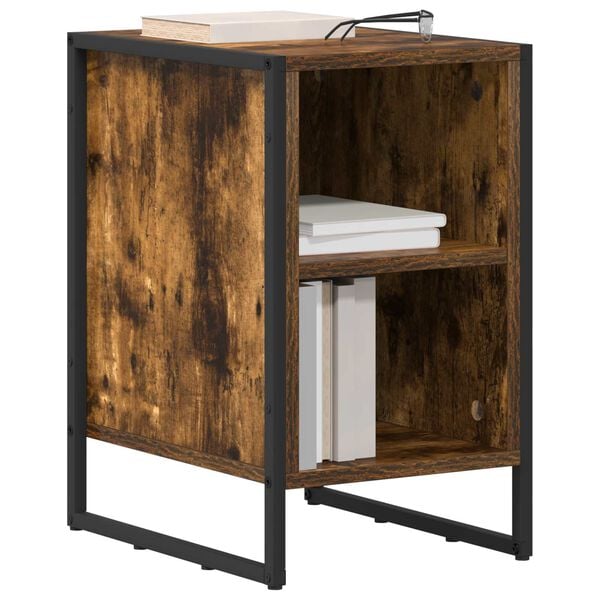 vidaXL Nachttisch Rauches Eiche 39,5 x 30 x 50 cm Holzwerkstoff