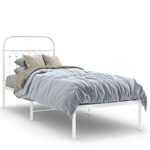 vidaXL Metallbett ohne Matratze mit Kopfteil Wei&szlig; 75x190 cm