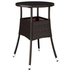 vidaXL Gartentisch &Oslash;60x75 cm Hartglas und Poly Rattan Braun
