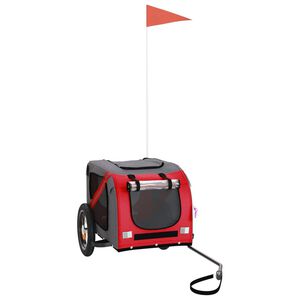 vidaXL Fahrradanh&auml;nger Hunde Rot und Grau Oxford-Gewebe und Eisen