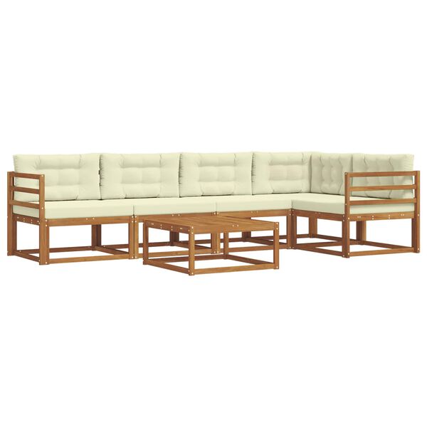 vidaXL Outdoor-Sofagarnitur mit Kissen 6 pcs Natur und Creme