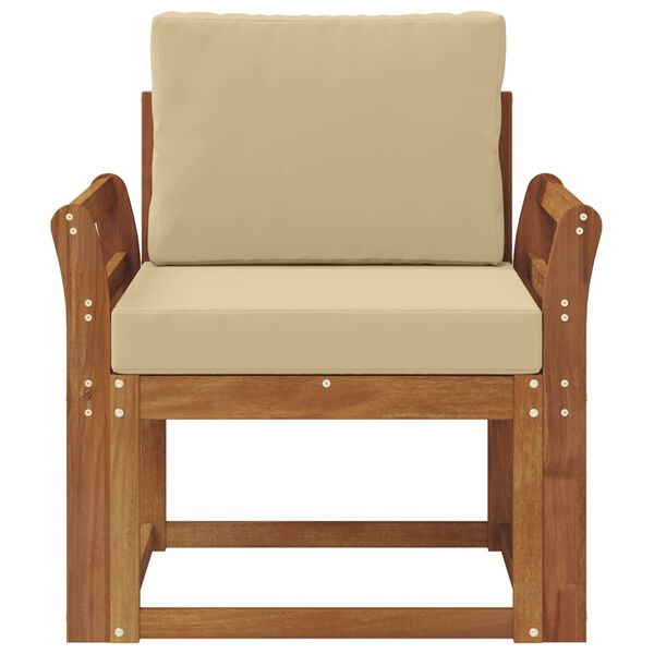 vidaXL Outdoor-Sofa Massives Akazienholz und Polyester Natur