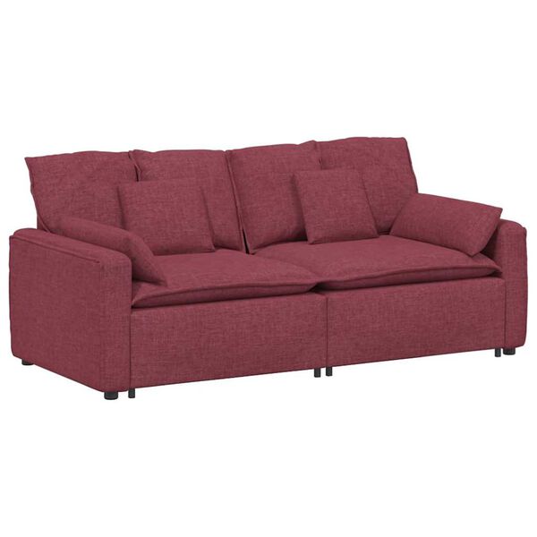 vidaXL Modulares Sofa mit Kissen Weinrot