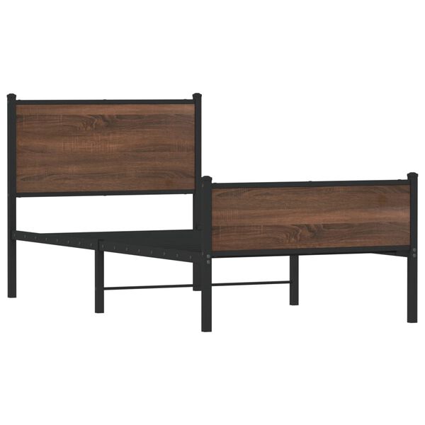 vidaXL Metallbett ohne Matratze Braun Eichen-Optik 90x190 cm