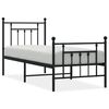 vidaXL Bettgestell mit Kopf- und Fu&szlig;teil Metall Schwarz 75x190 cm