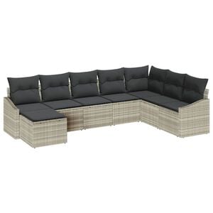 vidaXL Sofa Set mit Kissen 8 pcs Hellgrau Poly-Rattan