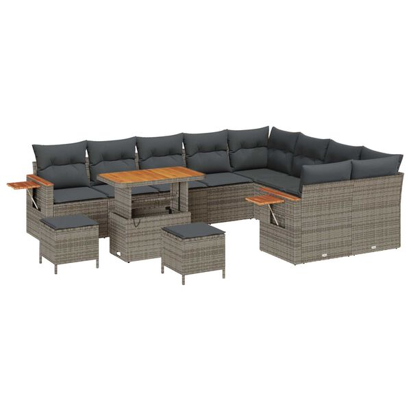 vidaXL Gartensofa-set mit Kissen 12 pcs Grau