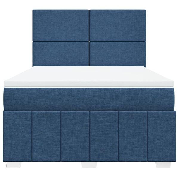 vidaXL Boxspringbett mit Matratze Blau 140x200 cm Stoff