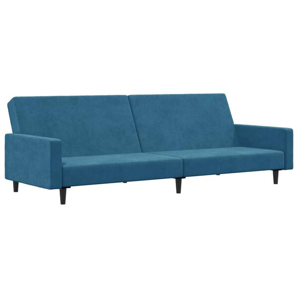 vidaXL Schlafsofa 2-Sitzer mit Fußhocker Blau Samt