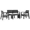vidaXL Garten-Lounge-Set mit Auflagen 4-tlg. Kunststoff Anthrazit