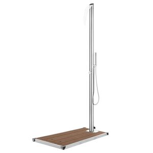 vidaXL Gartendusche mit Brauner Bodenplatte 225 cm Edelstahl