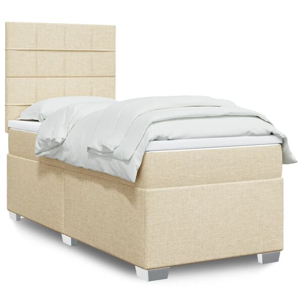 vidaXL Boxspringbett mit Matratze Creme 80x200 cm Stoff