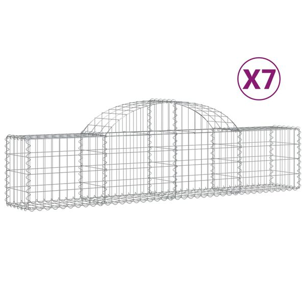 vidaXL Gabionen mit Hochbogen 7 Stk. 200x30x40/60 cm Verzinktes Eisen