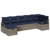 vidaXL Sofa Set mit Kissen 7 pcs Grau und Marineblau Poly-Rattan