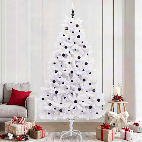 vidaXL K&uuml;nstlicher klappbarer Weihnachtsbaum Wei&szlig; 240 cm PVC und Stahl