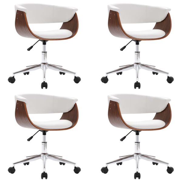 vidaXL Esszimmerst&uuml;hle 4 Stk. Drehbar Wei&szlig; Kunstleder