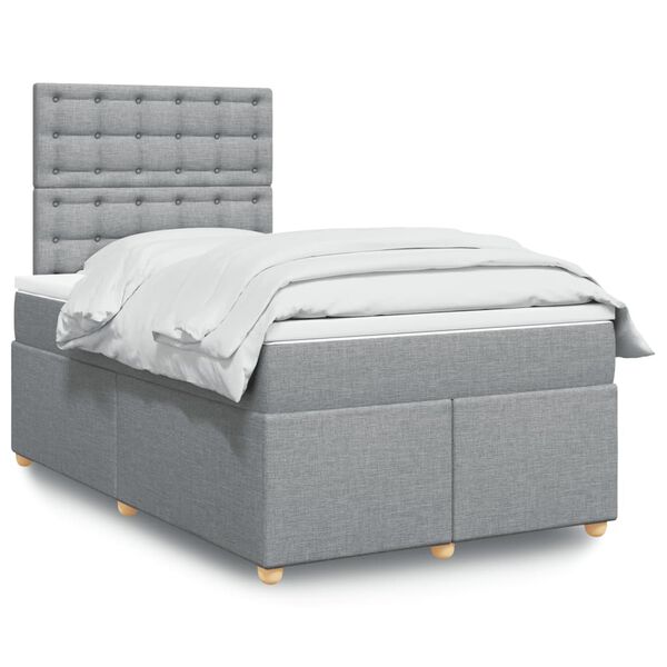vidaXL Boxspringbett mit Matratze Hellgrau 120x190 cm Stoff