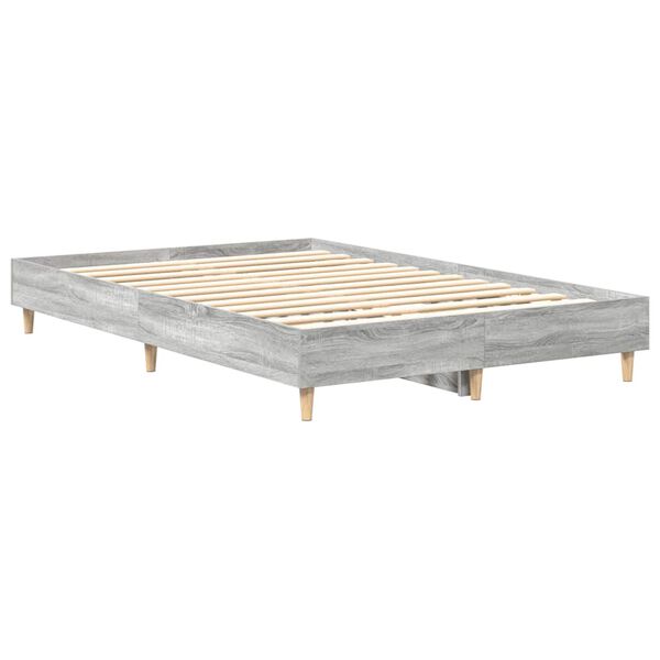 vidaXL Bettgestell ohne Matratze Grau Sonoma 140x190 cm Holzwerkstoff