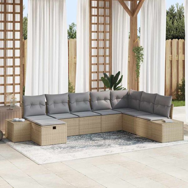vidaXL Garten-Sofa-Set 8 pcs Beige 55 x 62 x 69 cm Poly Rattan