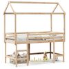 vidaXL Hochbett mit Leiter und Dach 90x190 cm Massivholz Kiefer