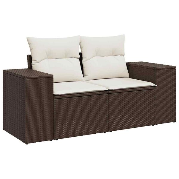vidaXL 9-tlg. Garten-Sofagarnitur mit Kissen Braun Poly Rattan