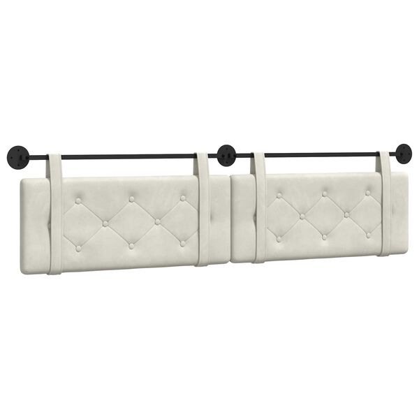 vidaXL H&auml;ngevorderseite Wandmontiert Creme 210 x 55 x 5 cm Samt