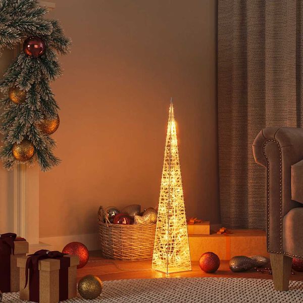 vidaXL Leuchtkegel Weihnachtsdekoration 30 LEDs Warmwei&szlig; 60 cm Acryl