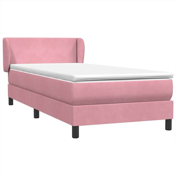 vidaXL Boxspringbett mit Matratze Rosa 80x220 cm Samt