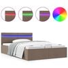 vidaXL Bett mit Bettkasten Hydraulisch mit LED Taupe Stoff 120x200 cm