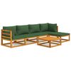 vidaXL 6-tlg. Garten-Lounge-Set mit Grünen Kissen Massivholz