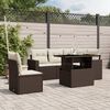 vidaXL 6-tlg. Garten-Sofagarnitur mit Kissen Braun Poly Rattan