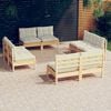 vidaXL 8-tlg. Garten-Lounge-Set mit Creme Kissen Kiefernholz
