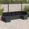 vidaXL Sofa Set mit Kissen mit Speicher Schwarz Poly-Rattan
