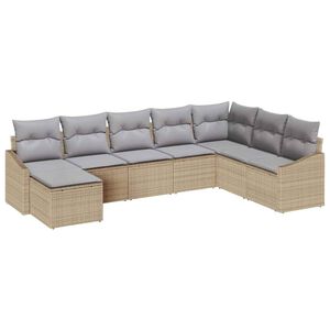 vidaXL Sofa Set mit Kissen 8 pcs Beige Poly Rattan