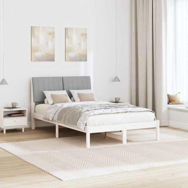 vidaXL Bettrahmen mit Kopfteil Wei&szlig; 120 x 200 cm Massives Kiefernholz