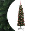 vidaXL K&uuml;nstlicher schmaler Weihnachtsbaum mit Weihnachtskugel 120 cm