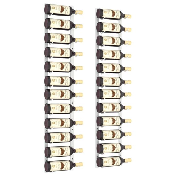 vidaXL Wand-Weinregal für 12 Flaschen 2 Stk. Weiß Eisen