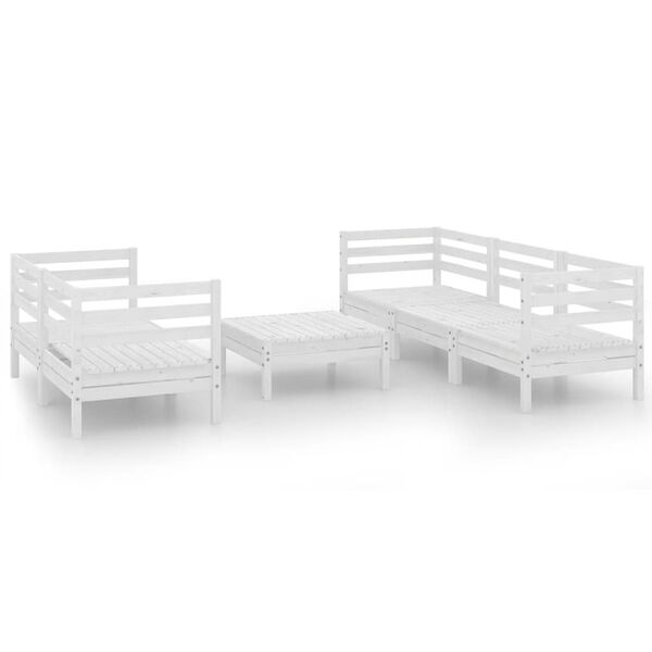 vidaXL 6-tlg. Garten-Lounge-Set Wei&szlig; Kiefer Massivholz