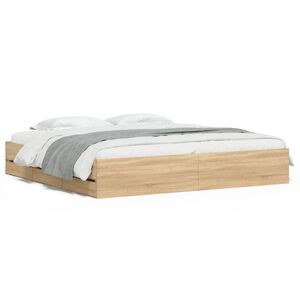 vidaXL Bettgestell mit Schubladen Sonoma-Eiche 200x200cm Holzwerkstoff