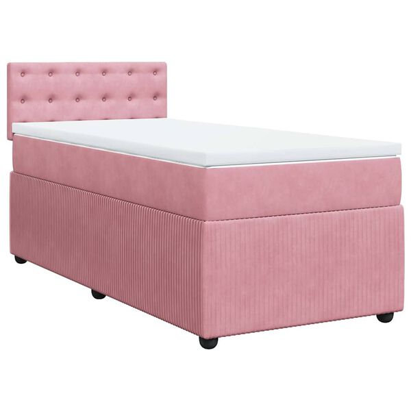 vidaXL Boxspringbett mit Matratze Rosa 90x190 cm Samt